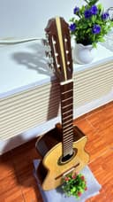 Guitarra Acústica Pino de Nogal con Corte — perfil y aros, hecha a mano en Lima